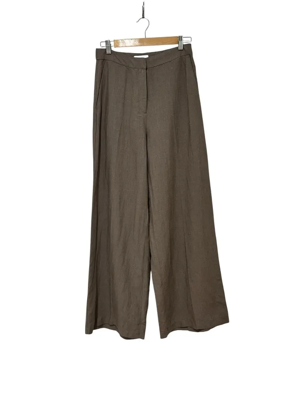 H&M Taupe Linen Blend Wide Leg Pants Lagenlook 4